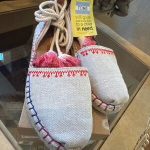 TOMS Womens Katalina Lace Up Espadrille Flats Shoes Sz 7.5